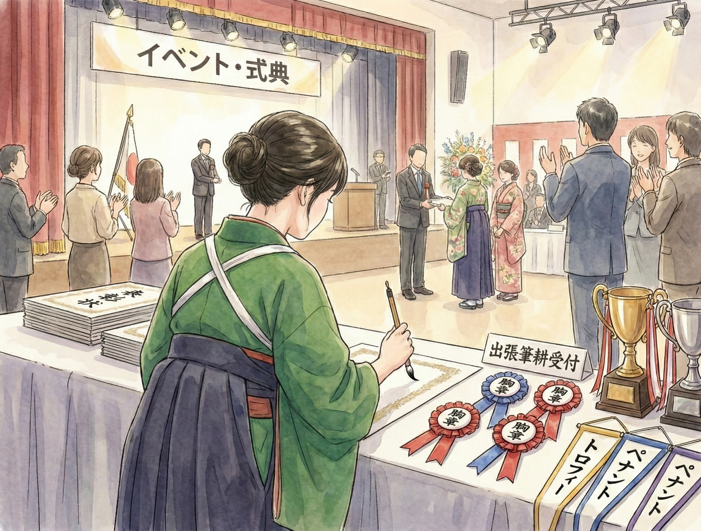 イベント会場での筆耕実演イメージ