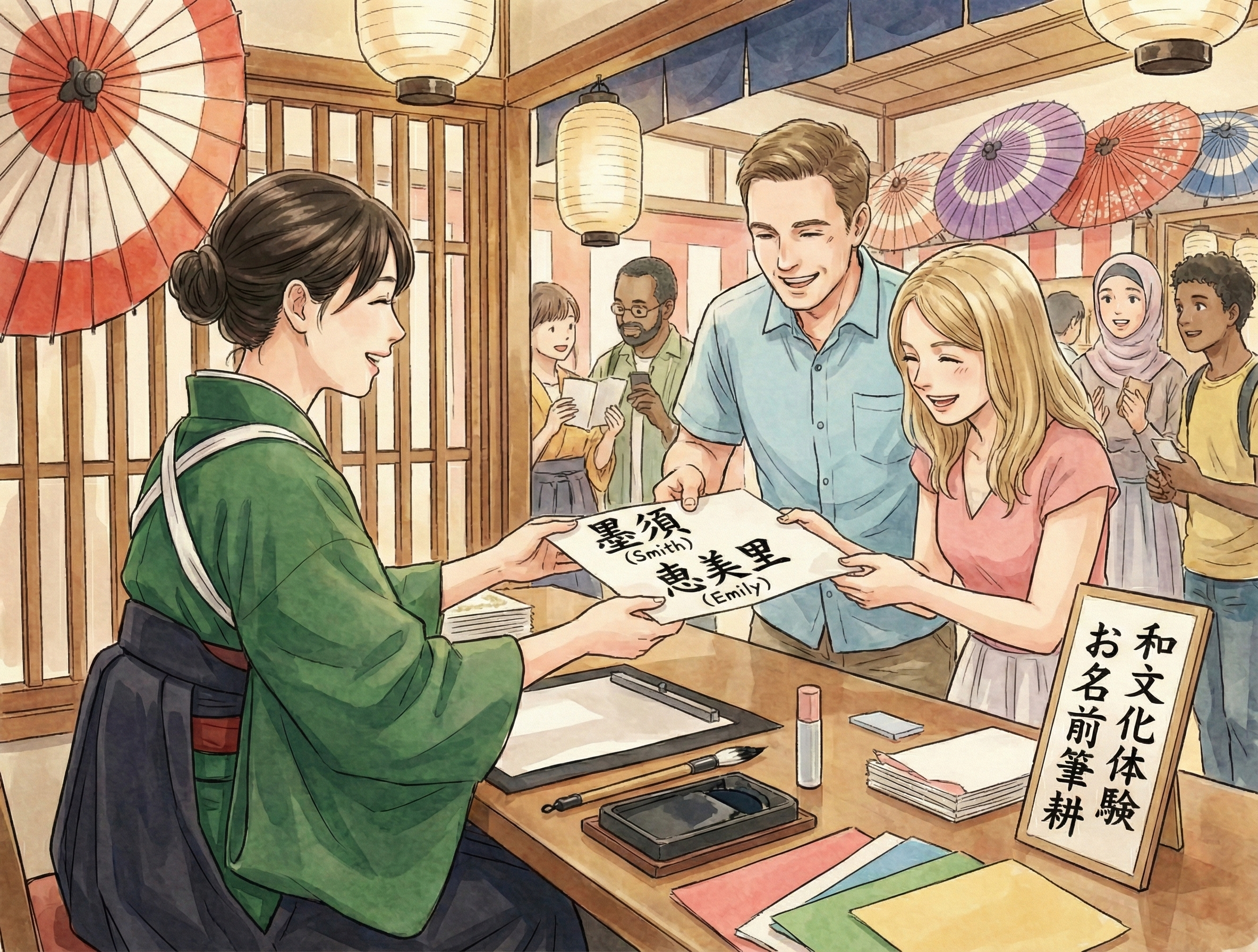 インバウンド向け筆文字体験のイメージ