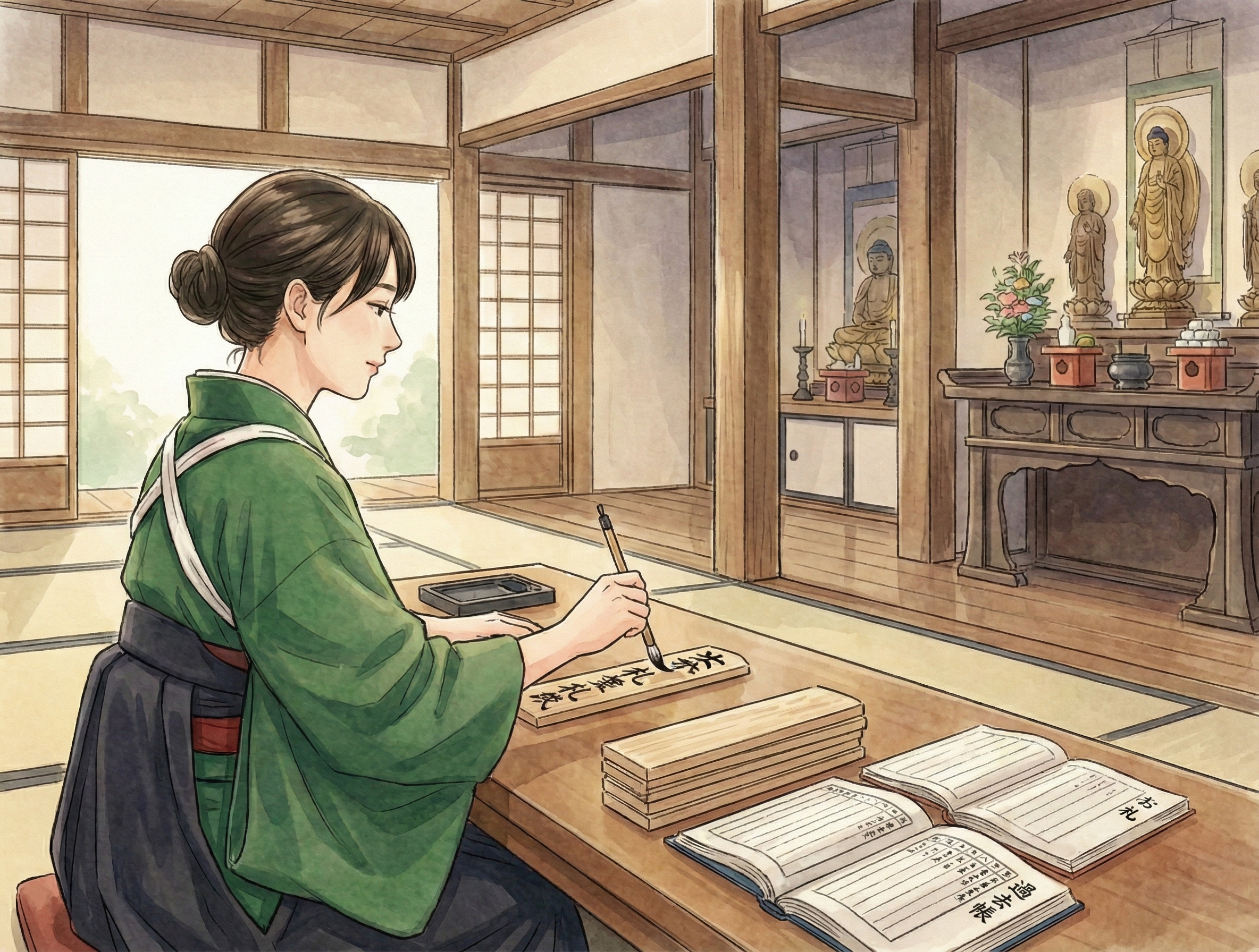 神社仏閣での出張(派遣)書きイメージ